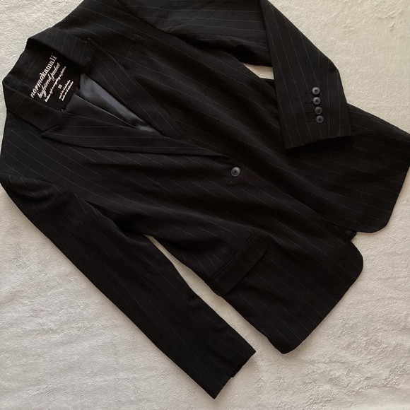 Norma Kamali Jackets & Blazers - Norma Kamali Boyfriend Jacket Oversized Single Button Pinstripe Blazer Black 10